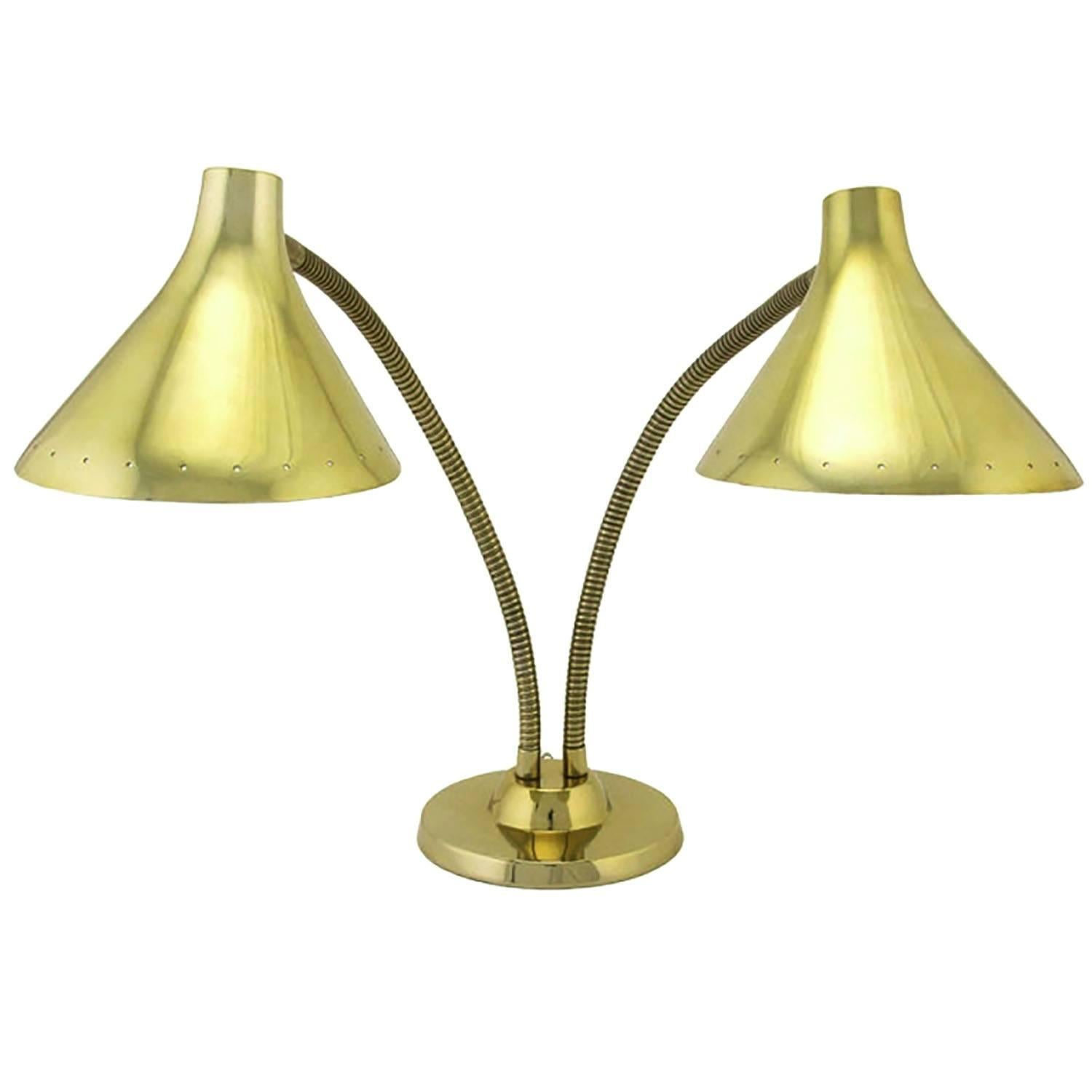Laurel Brass Twin-Light Desk Lamp
