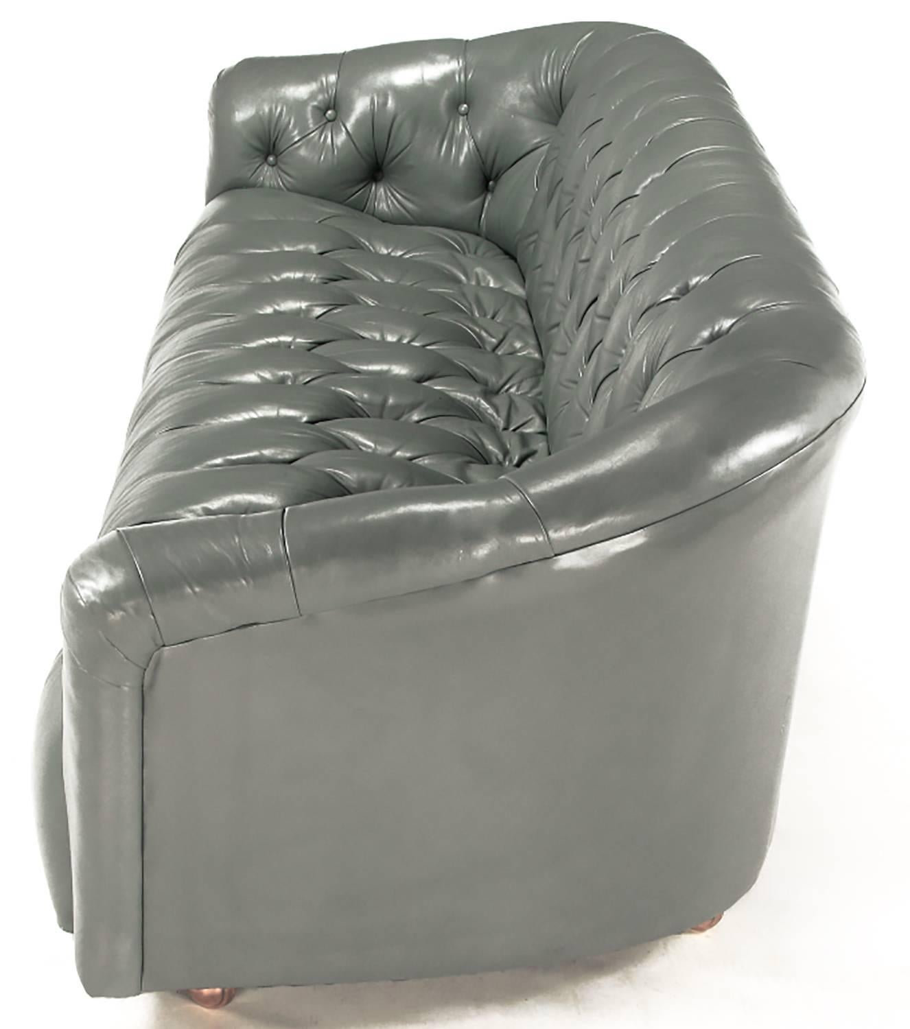 grey tufted leather sofa