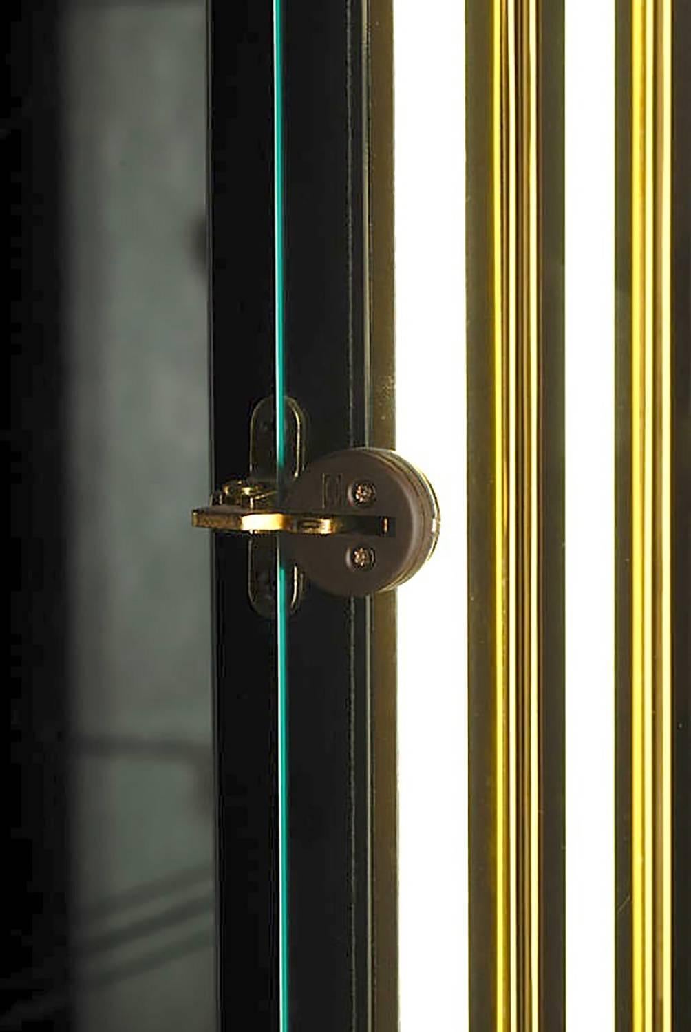 Three Mastercraft Empire Revival Brass and Black Vitrines 2