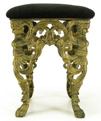 Bench aus patinierter Bronze mit Caryatids aus Eisen im Empire-Stil
