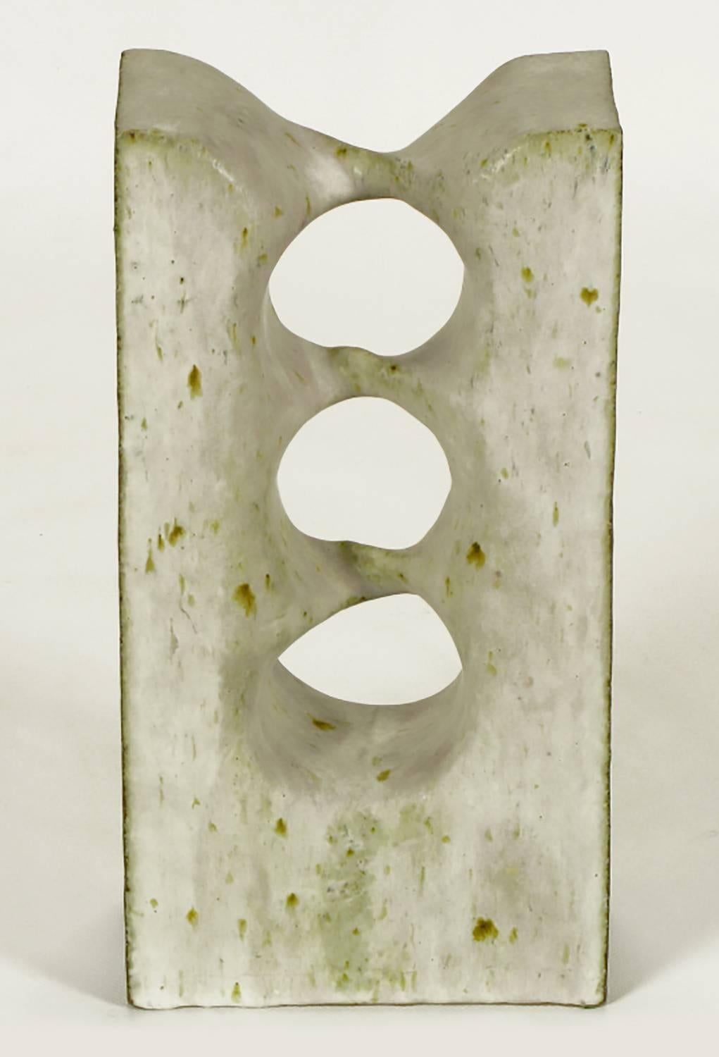 Japanese 1967 Double-Sided Abstract Ceramic Sculpture by Tomiya Matsuda (1939-2011)
