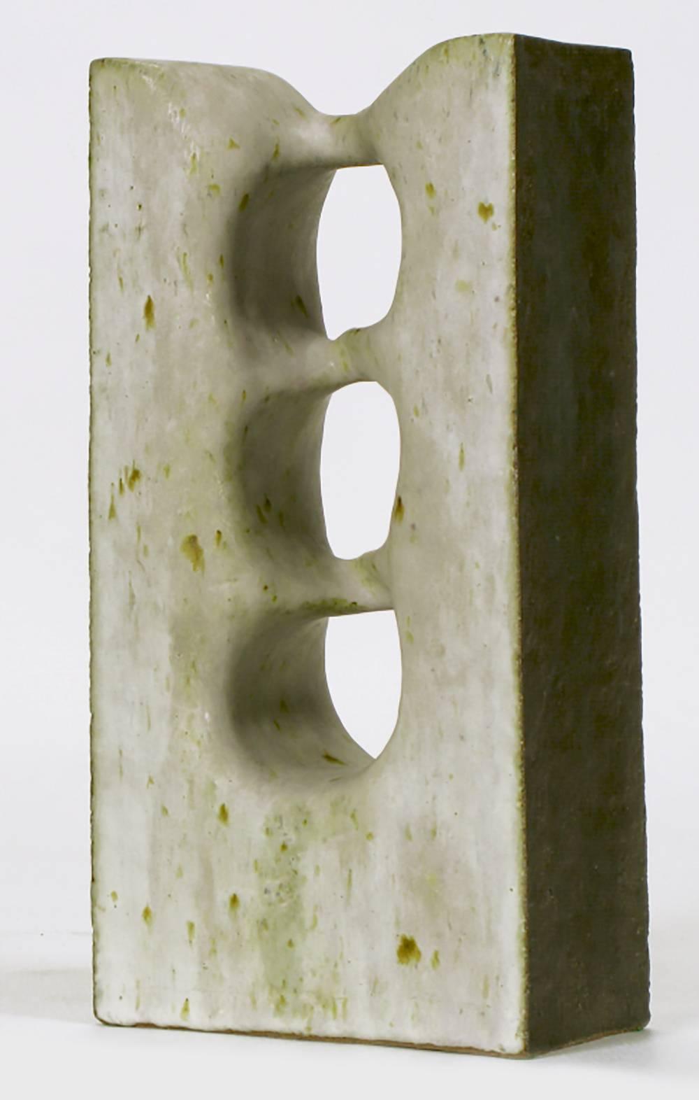 Glazed 1967 Double-Sided Abstract Ceramic Sculpture by Tomiya Matsuda (1939-2011)