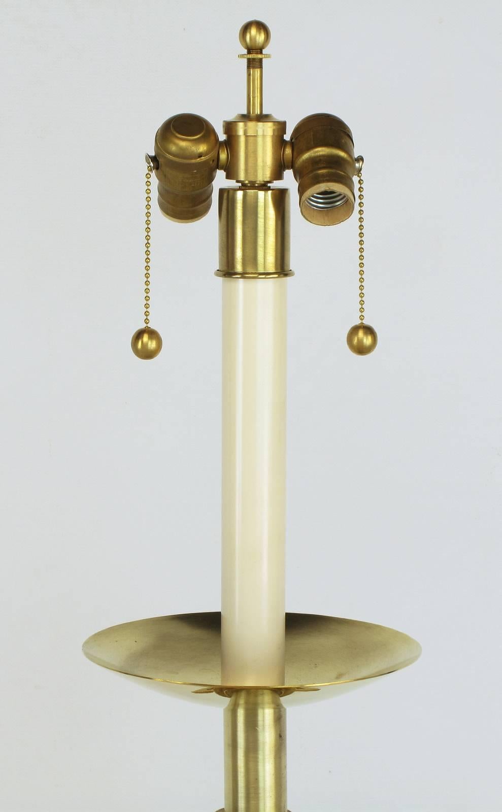 Mid-20th Century Pair of Custom Art Deco Inspired Brass Table Lamps For Sale