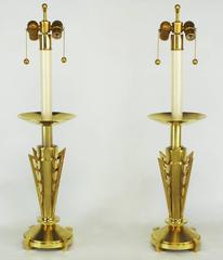 Pair of Custom Art Deco Inspired Brass Table Lamps