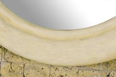 Round Tessellated Bone Mirror with Wall Mounted Console Table