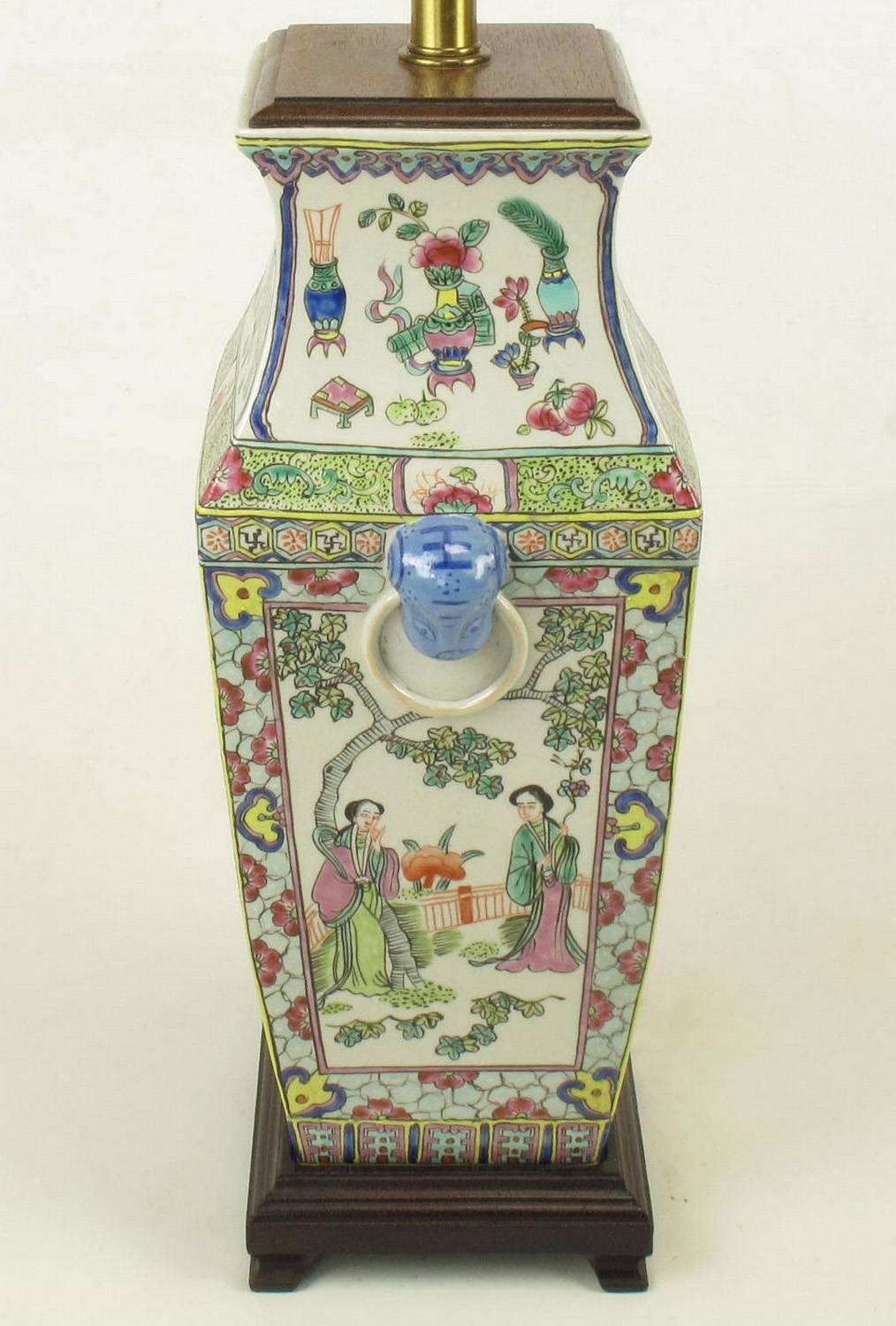 Late 20th Century Pair of Windemere Lamps for Lotus Arts Hand-Painted Chinese Porcelain Table Lamp