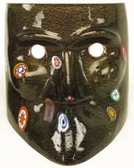 Handblown Gold Flecked and Fused Black Murano Glass Carnivale Masks