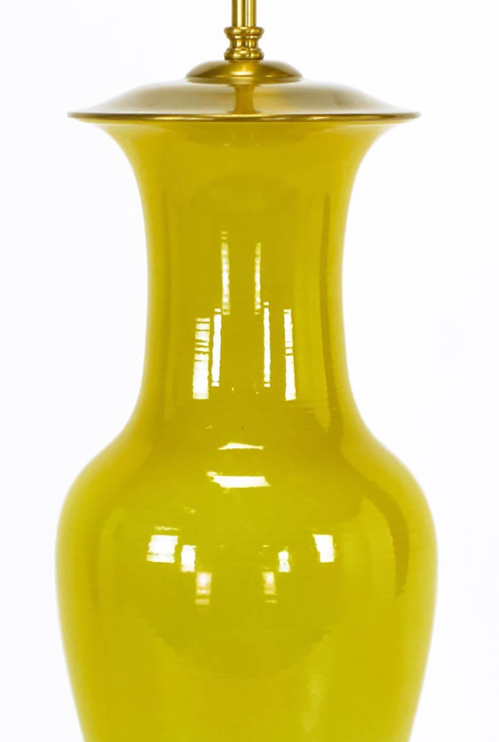 American Warren Kessler Ochre Yellow Vase-Form Table Lamp