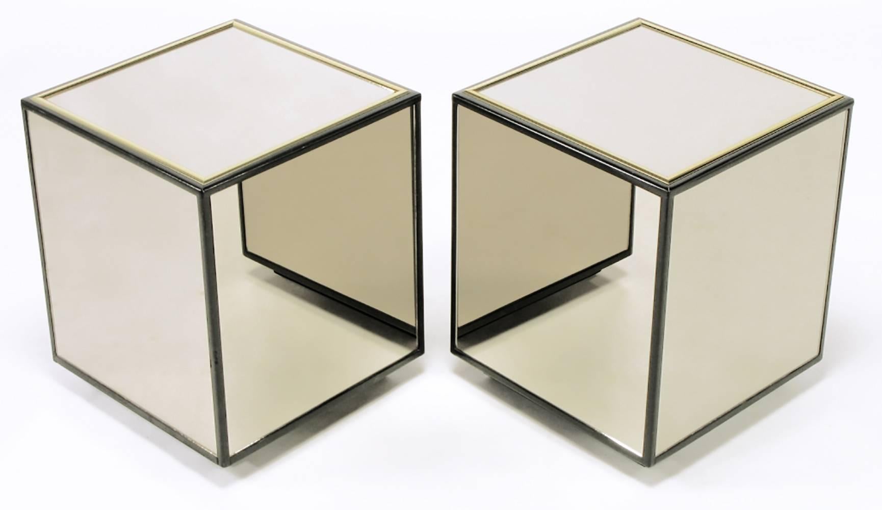 mirrored cube side table