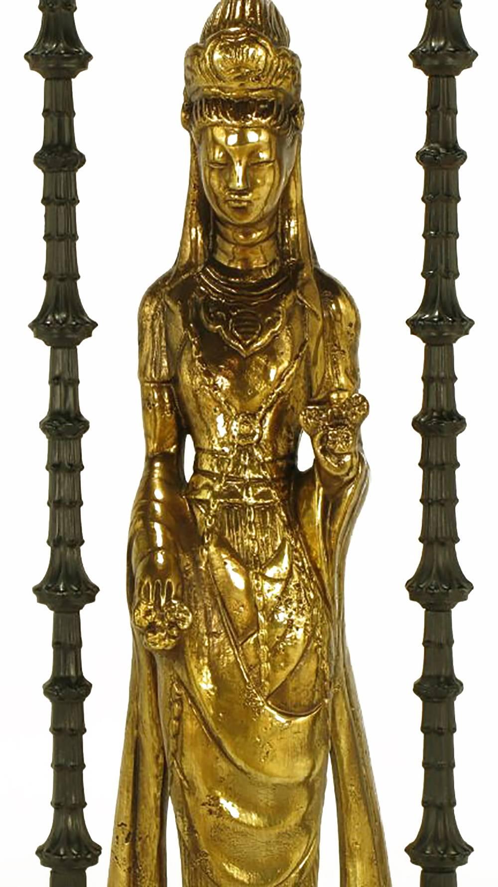 Bronze Doré Quan Yin Table Lamp 2