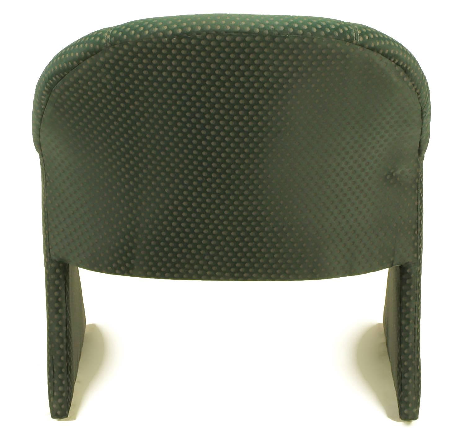 Uncommon Brass and Upholstered Art Deco Revival Lounge Chairs 1