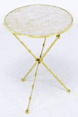 Italian Bamboo-Form Brass and Capiz Shell Gueridon
