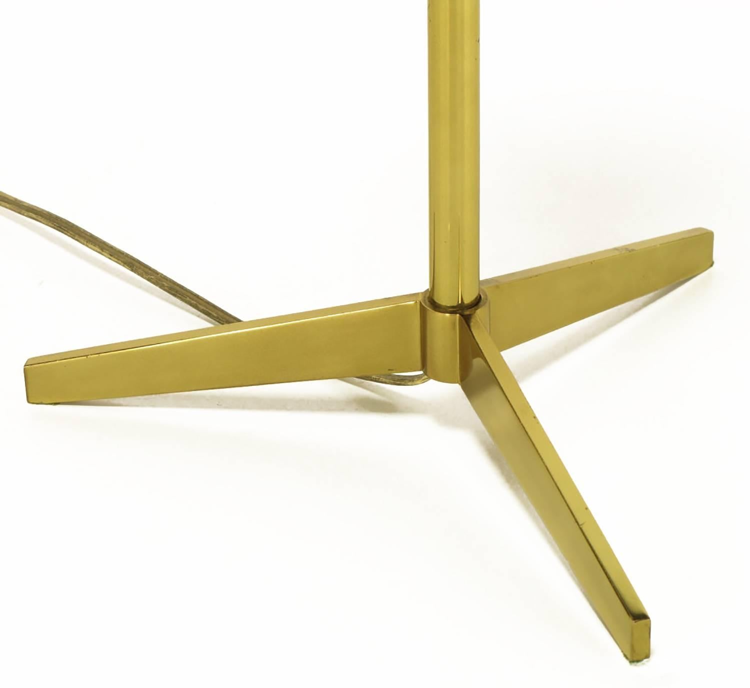 Mid-20th Century Lightolier Elegant Modern Brass Tripod Base Table Lamp For Sale