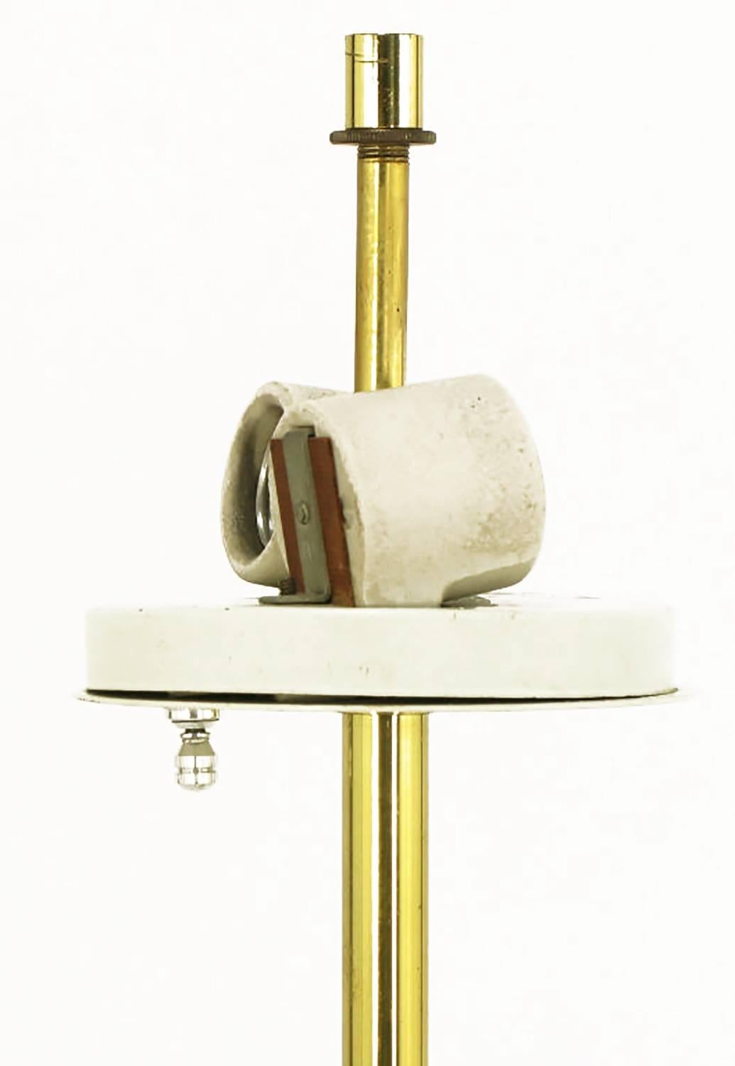 Lightolier Elegant Modern Brass Tripod Base Table Lamp For Sale 1