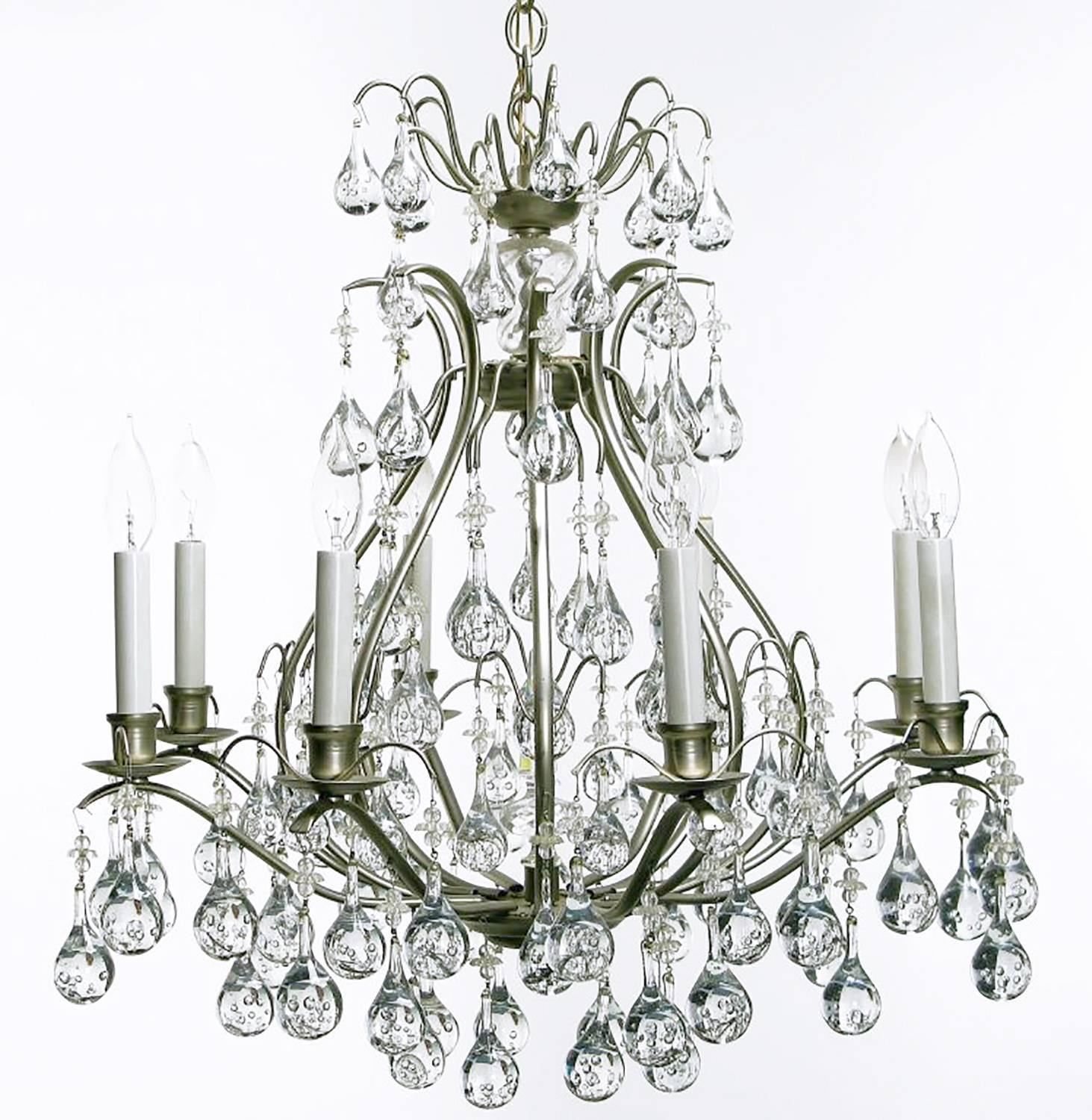 brushed nickel chandelier with crystals