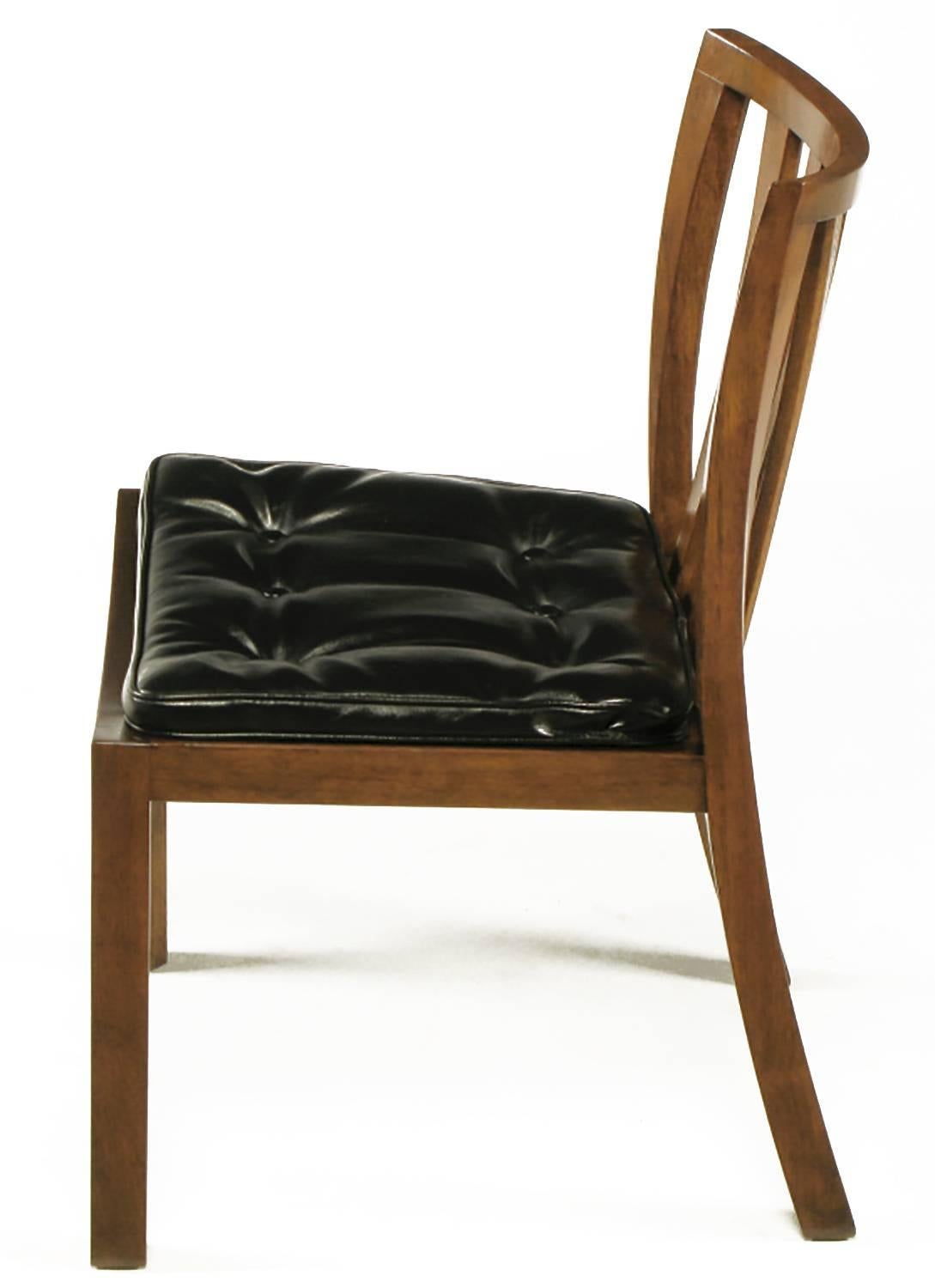 Mid-20th Century Six Bert England Forward Trend Walnut and Leather Dining Chairs