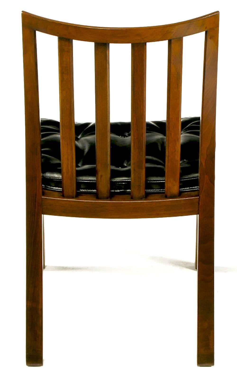 Six Bert England Forward Trend Walnut and Leather Dining Chairs 1