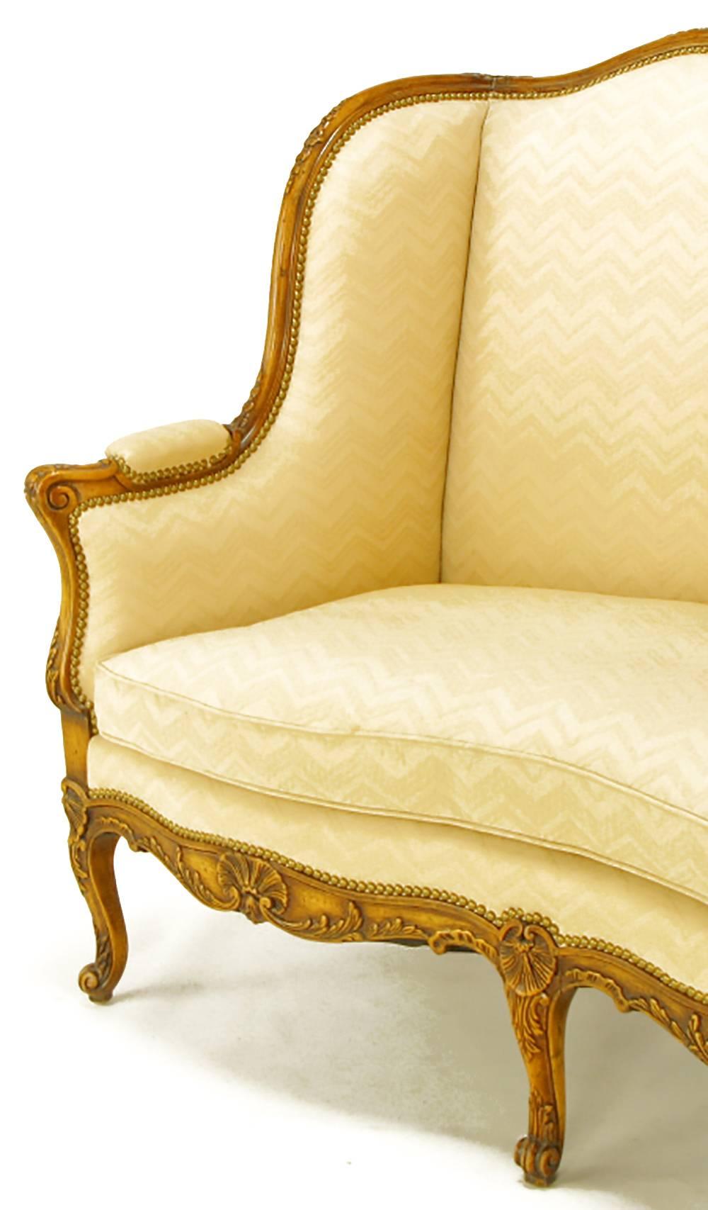 Mid-20th Century Yale Burge Louis XV Wingback Settee For Sale