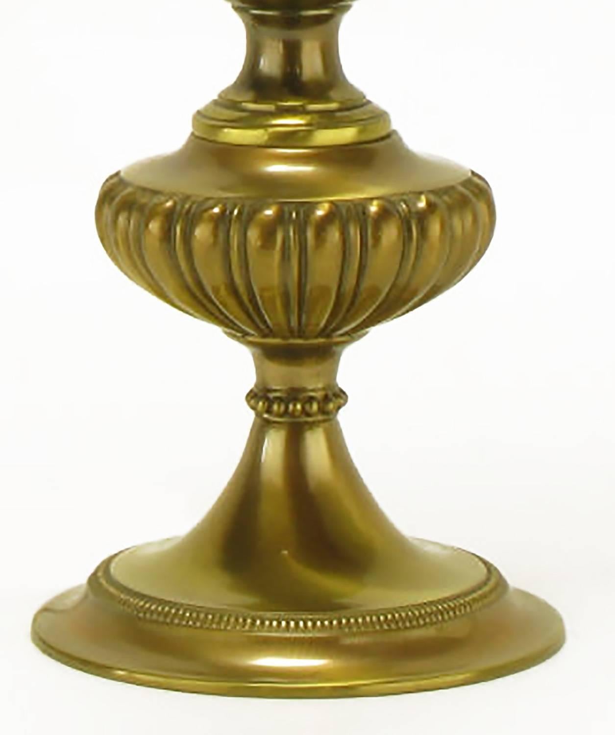 Pair of Rembrandt Lighting Solid Brass Regency Table Lamps In Good Condition For Sale In Chicago, IL