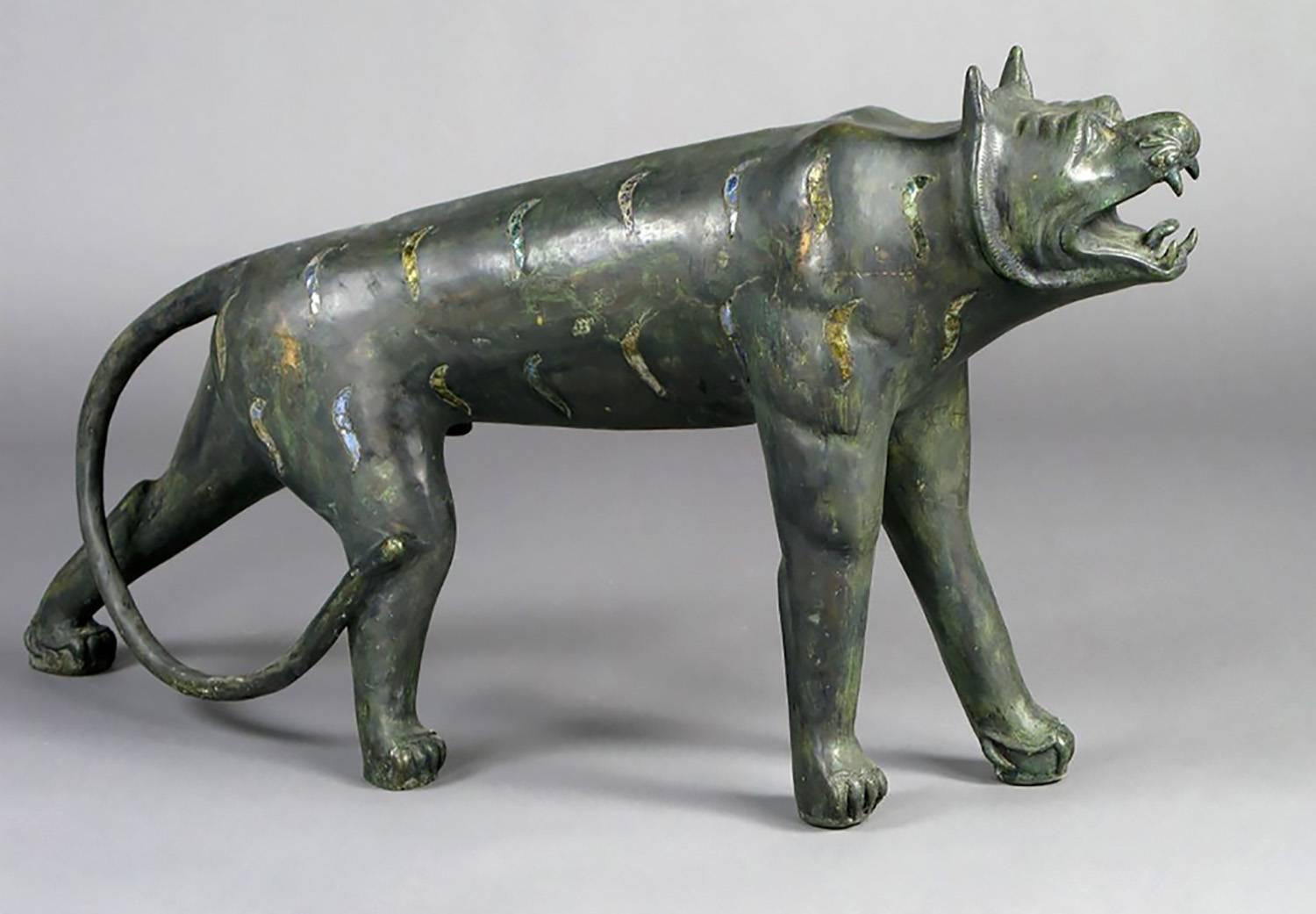 Coppia di sculture di gatti della giungla in bronzo a grandezza naturale di Phyllis Morris In condizioni ottime in vendita a Chicago, IL