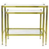 Two Italian Modern Brass and Glass Nesting Tables