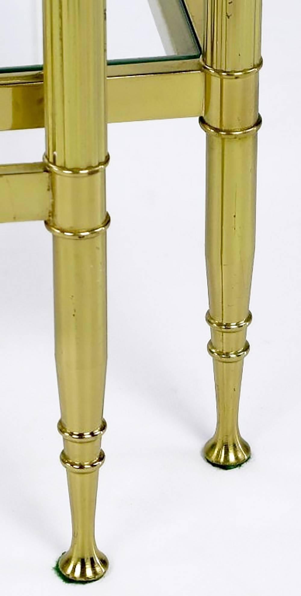 Two Italian Modern Brass and Glass Nesting Tables For Sale 1