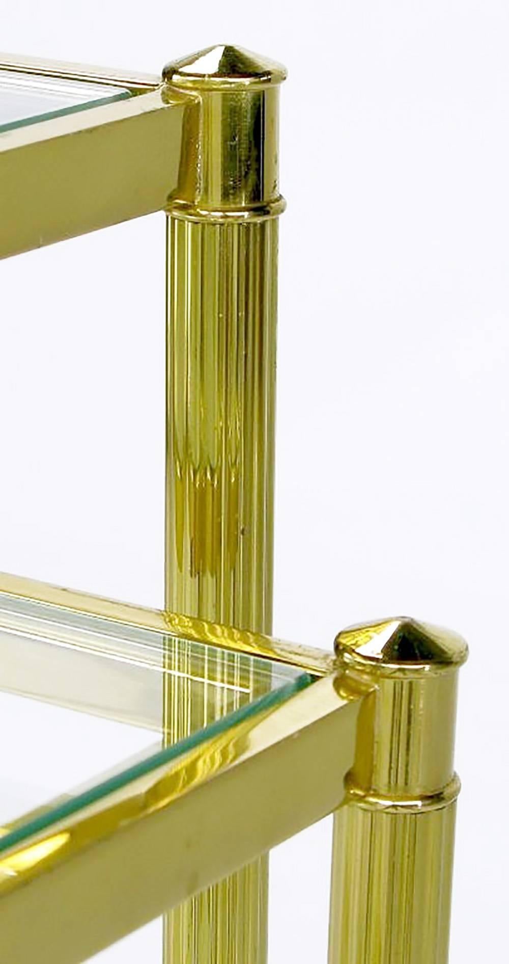 Two Italian Modern Brass and Glass Nesting Tables For Sale 2