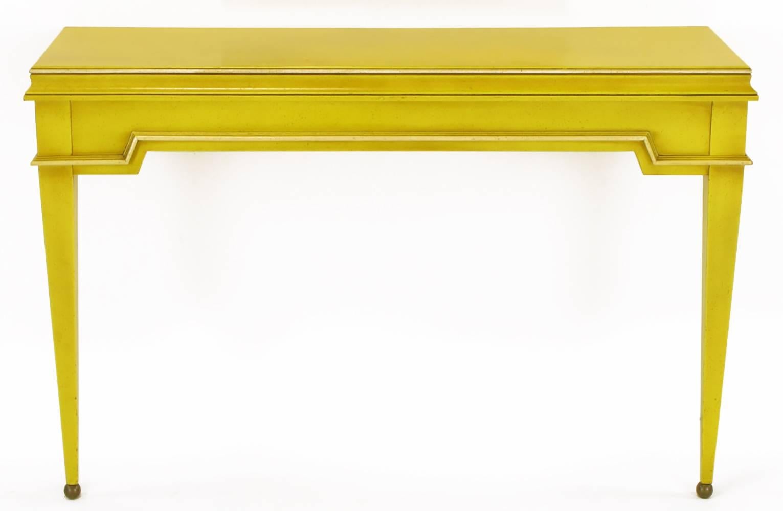 Empire Style Console and Mirror in Glazed Yellow Lacquer In Excellent Condition In Chicago, IL