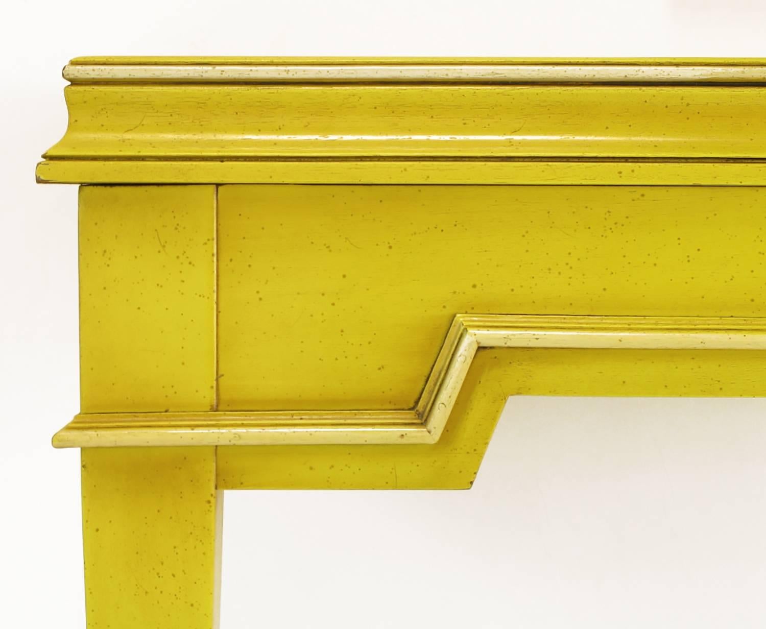 Empire Style Console and Mirror in Glazed Yellow Lacquer 3
