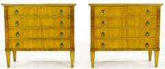 Pair of Old Colony Bleached Walnut and Mahogany Commodes