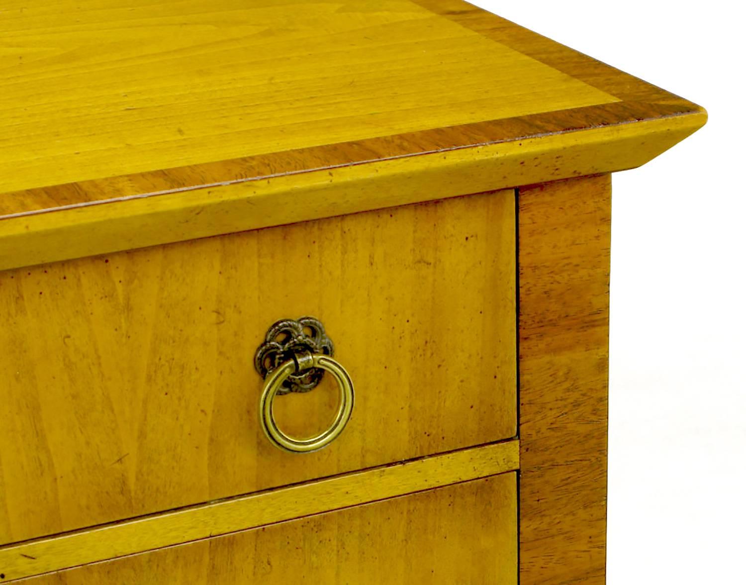 Pair of Old Colony Bleached Walnut and Mahogany Commodes 1