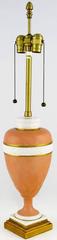Pair of Marbro Coral and White Porcelain Neoclassical Lamps