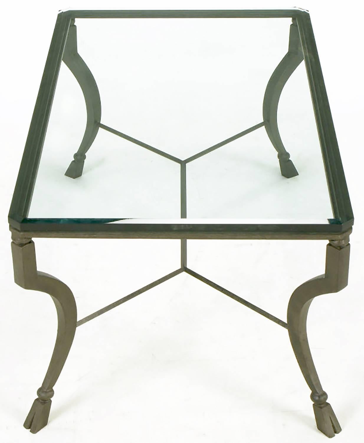 Late 20th Century Hand-Wrought Iron Stylized Hoof Foot Coffee Table in Gunmetal Grey Finish For Sale