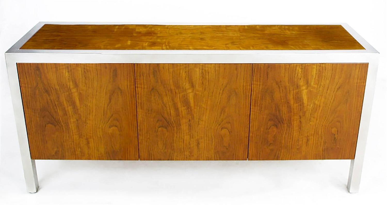 Pace Collection Koa Wood and Polished Steel For Sale at 1stdibs