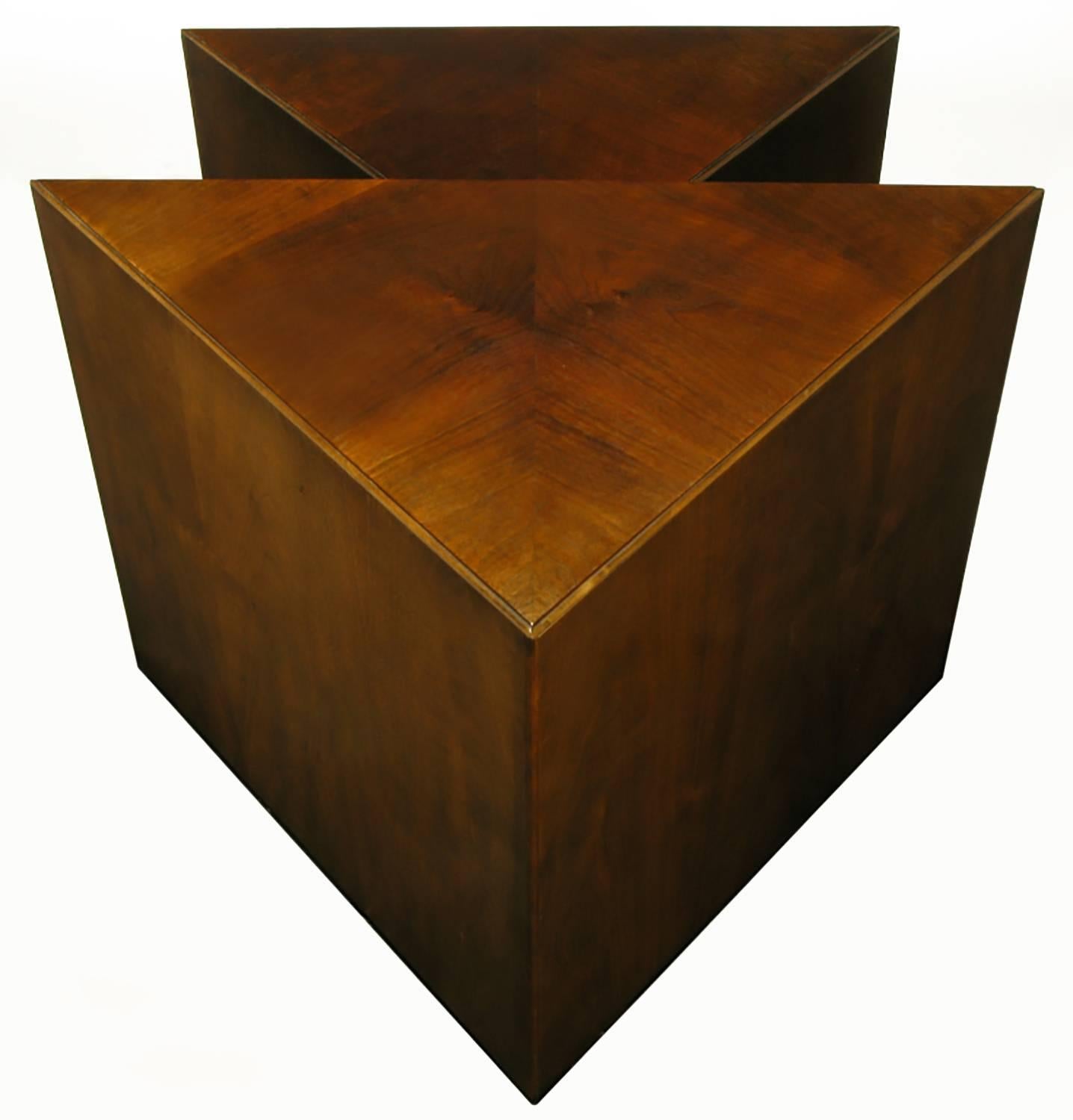 American Pair of Baker Dark Cherry Triangular Nesting Tables