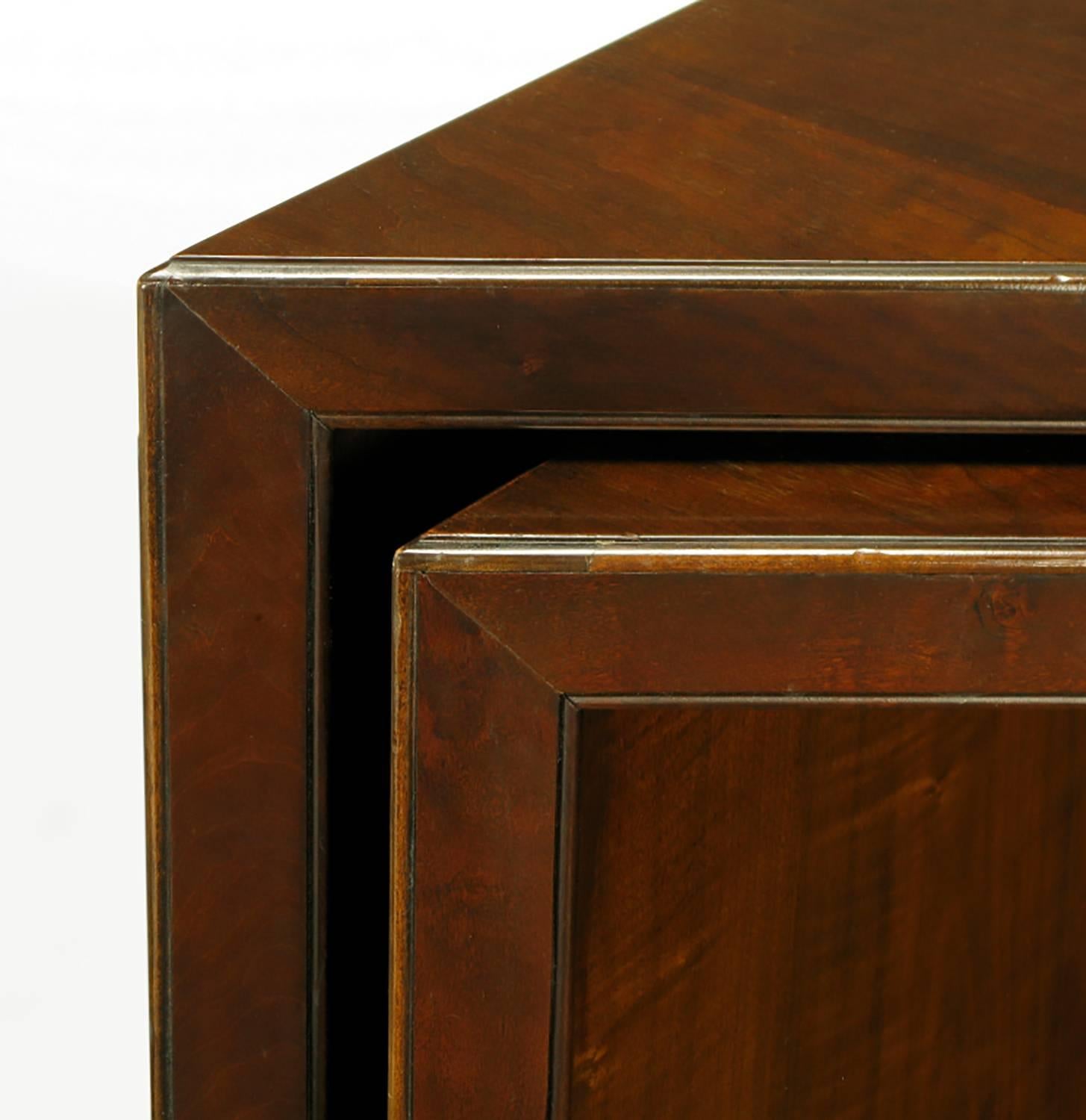 Pair of Baker Dark Cherry Triangular Nesting Tables 3