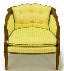 Pair of Oxford Ltd Saffron Striped Barrel Lounge Chairs