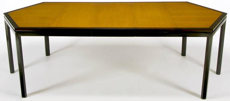 Rare Edward Wormley Hexagonal Mahogany and Tawi Dining Table In Good Condition For Sale In Chicago, IL