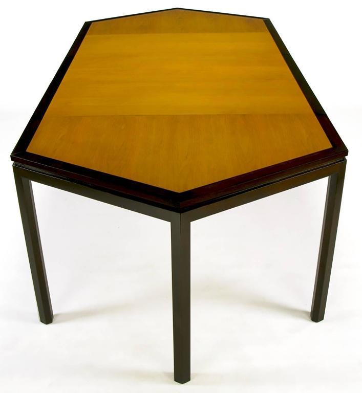 Wood Rare Edward Wormley Hexagonal Mahogany and Tawi Dining Table For Sale