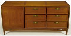 1950s Red Lion Parquetry Front Mahogany Nine-Drawer Dresser