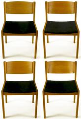 Set Four Bleached & Bent Mahogany Dining Chairs Marketed by Harvey Probber