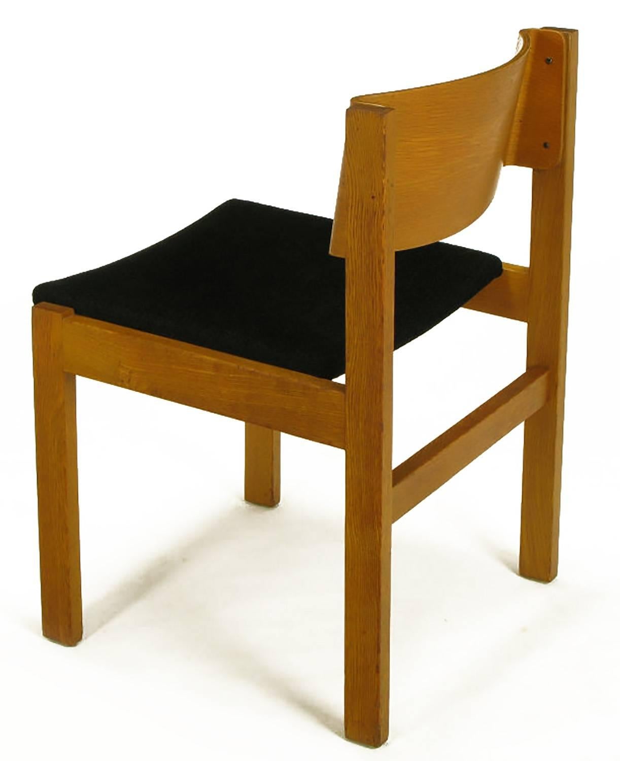 Mid-20th Century Set Four Bleached & Bent Mahogany Dining Chairs Marketed by Harvey Probber  For Sale