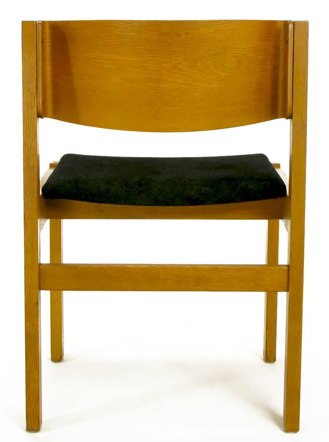 Chenille Set Four Bleached & Bent Mahogany Dining Chairs Marketed by Harvey Probber  For Sale