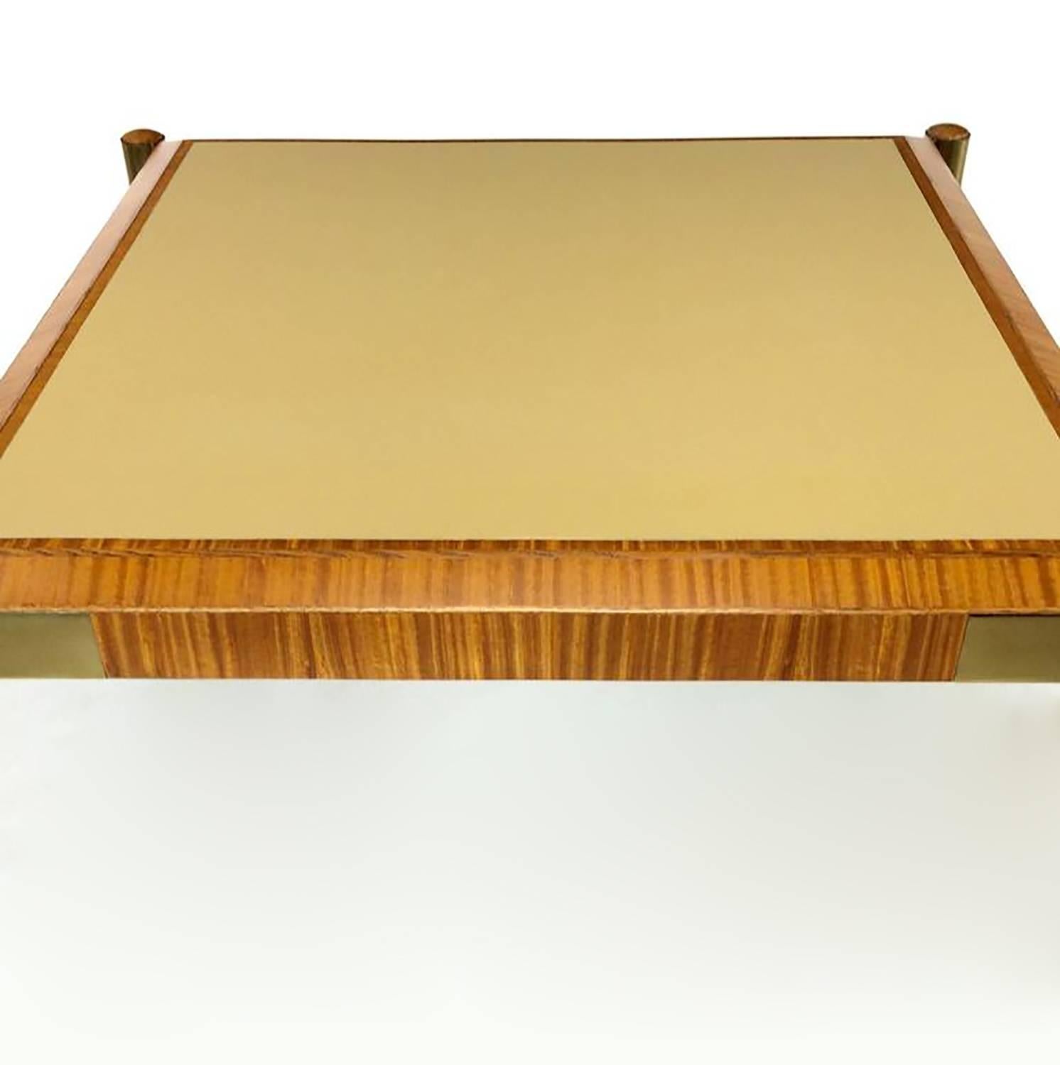 American Rare John Saladino Facade Collection Leather Top Games Table for Baker