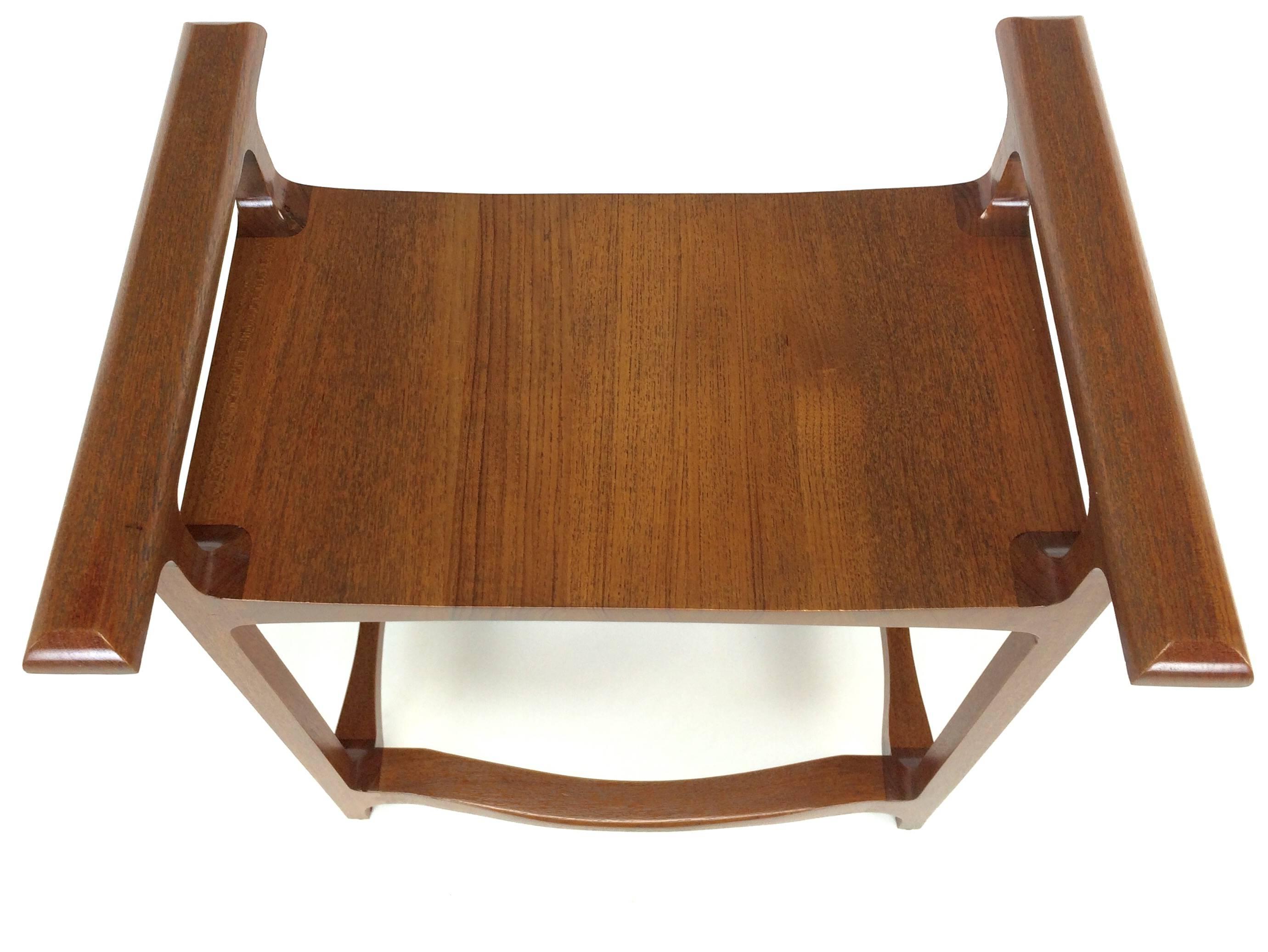 Signed and Dated Studio Crafted Teak Wood Bench Seat In Good Condition For Sale In Chicago, IL