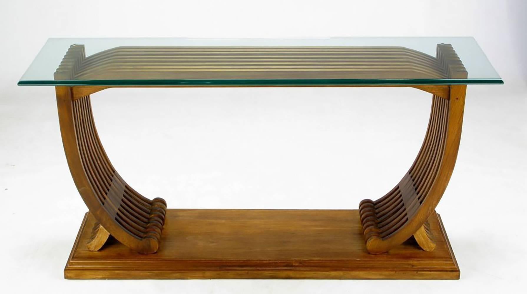 American Studio Crafted Teak and Glass Shipwright Console Table