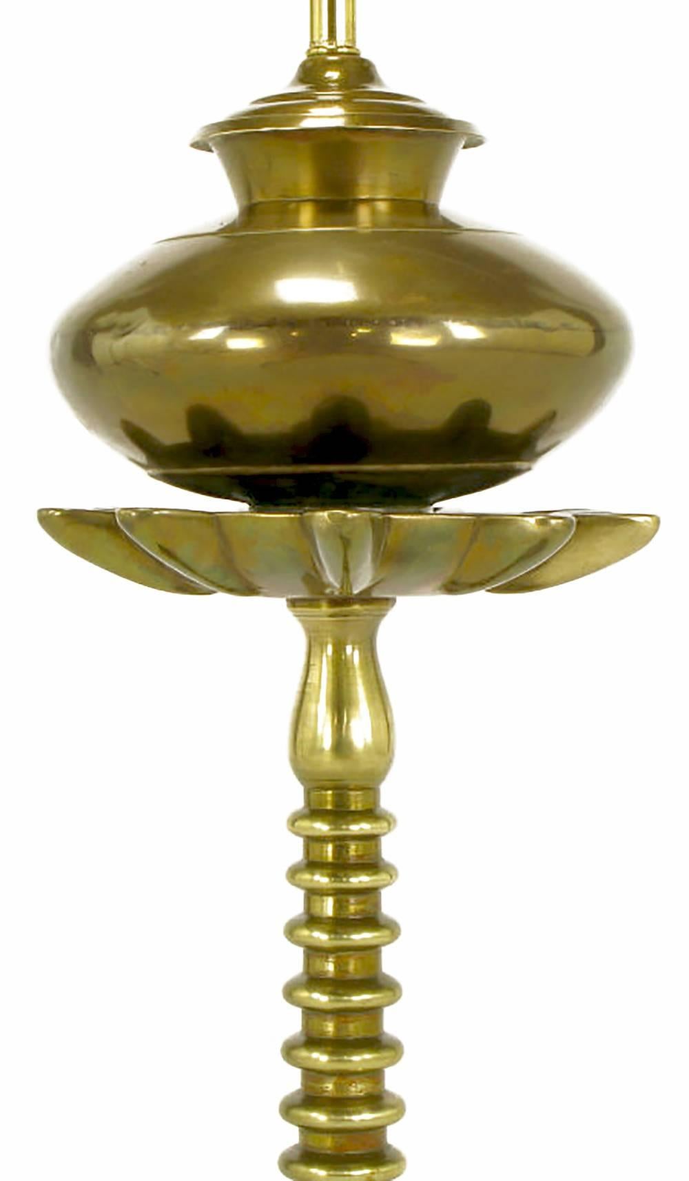 Mid-20th Century French Moderne Solid Brass Segmented Table Lamp For Sale