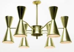 Litecraft Chandelier with Six Pierced Hourglass Shades and Twelve Lights