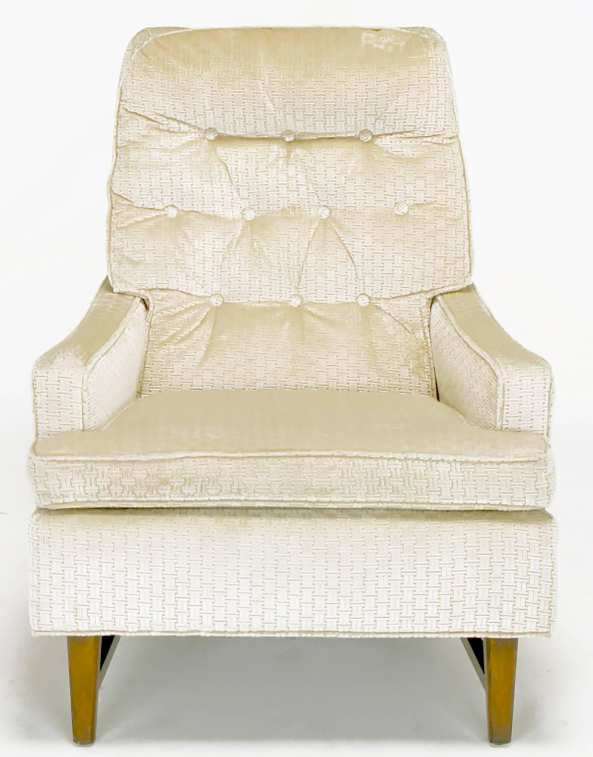 Sessel mit hoher Rückenlehne aus elfenbeinfarbenem Samt nach Harvey Probber, 1960er Jahre, Paar (amerikanisch) im Angebot
