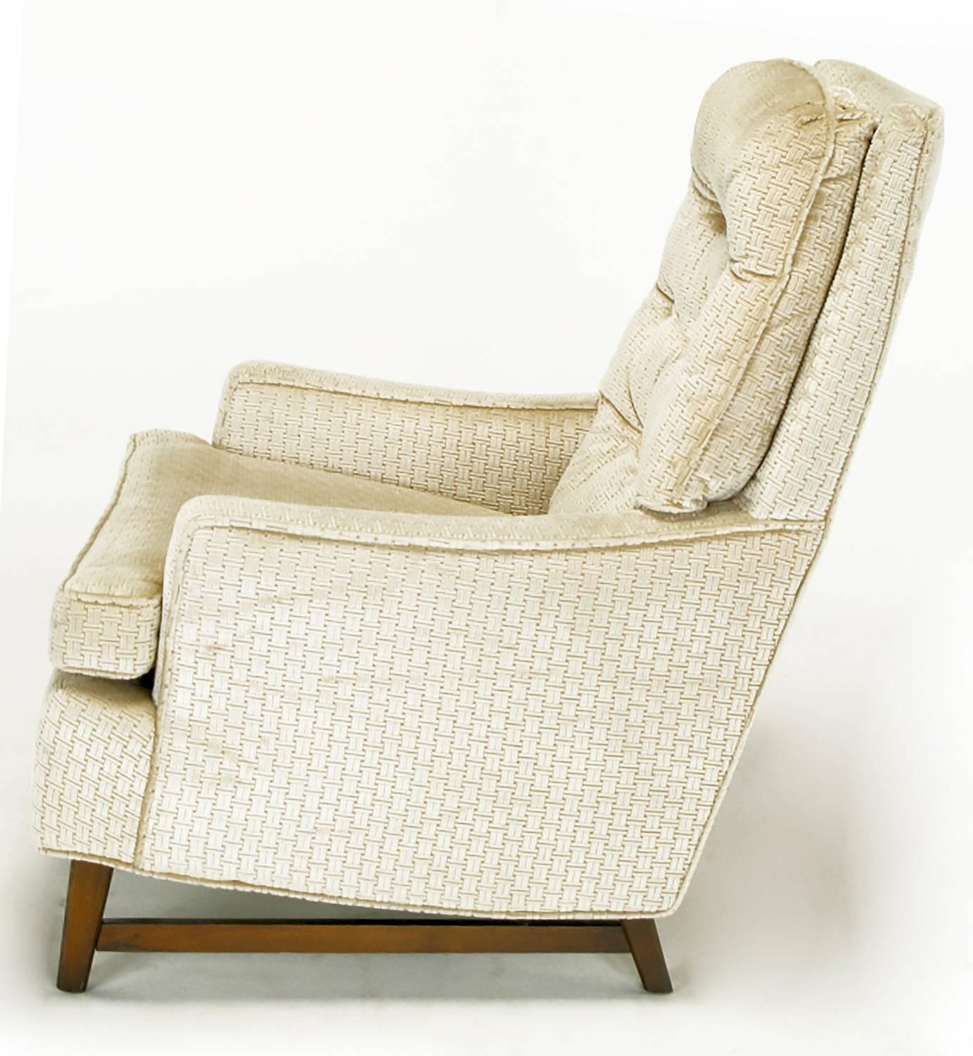Mid-20th Century Pair of 1960s High Back Ivory Cut Velvet Lounge Chairs after Harvey Probber For Sale